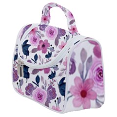 Purple-flower-butterfly-with-watercolor-seamless-pattern Satchel Handbag