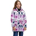 Purple-flower-butterfly-with-watercolor-seamless-pattern Kid s Hooded Longline Puffer Jacket View1