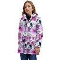 Purple-flower-butterfly-with-watercolor-seamless-pattern Kid s Hooded Longline Puffer Jacket View3