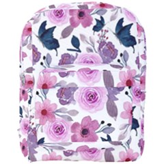 Purple-flower-butterfly-with-watercolor-seamless-pattern Full Print Backpack