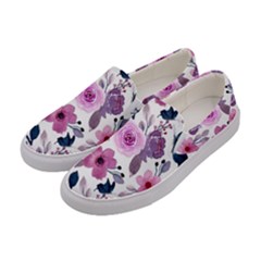 Purple-flower-butterfly-with-watercolor-seamless-pattern Women s Canvas Slip Ons