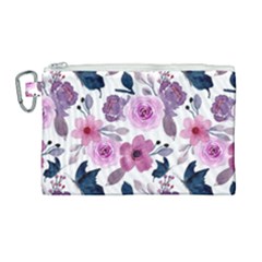 Purple-flower-butterfly-with-watercolor-seamless-pattern Canvas Cosmetic Bag (large)