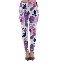 Purple-flower-butterfly-with-watercolor-seamless-pattern Lightweight Velour Leggings