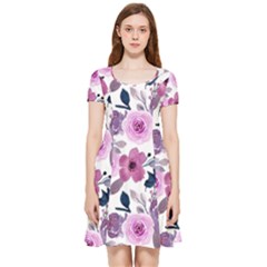 Purple-flower-butterfly-with-watercolor-seamless-pattern Inside Out Cap Sleeve Dress