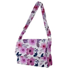 Purple-flower-butterfly-with-watercolor-seamless-pattern Full Print Messenger Bag (s)