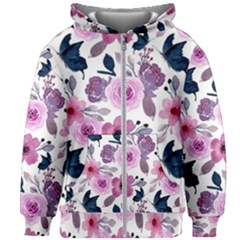 Purple-flower-butterfly-with-watercolor-seamless-pattern Kids  Zipper Hoodie Without Drawstring