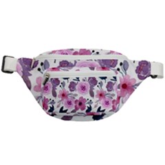 Purple-flower-butterfly-with-watercolor-seamless-pattern Fanny Pack by Jancukart