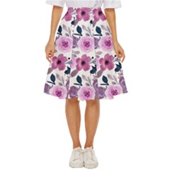 Purple-flower-butterfly-with-watercolor-seamless-pattern Classic Short Skirt