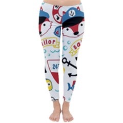 Seamless-pattern-vector-sailing-equipments-cartoon Classic Winter Leggings