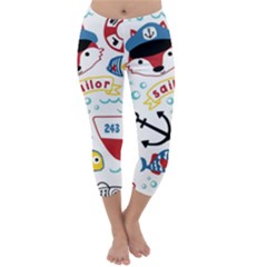 Seamless-pattern-vector-sailing-equipments-cartoon Capri Winter Leggings 