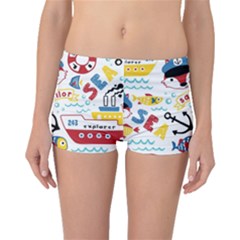 Seamless-pattern-vector-sailing-equipments-cartoon Boyleg Bikini Bottoms