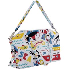 Seamless-pattern-vector-sailing-equipments-cartoon Canvas Crossbody Bag