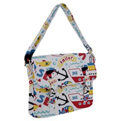 Seamless-pattern-vector-sailing-equipments-cartoon Buckle Messenger Bag