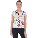 Seamless-pattern-vector-sailing-equipments-cartoon Short Sleeve Sports Top  View1