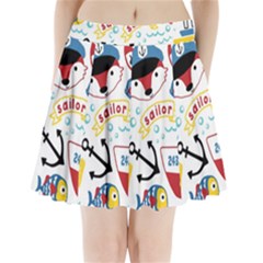 Seamless-pattern-vector-sailing-equipments-cartoon Pleated Mini Skirt