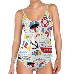 Seamless-pattern-vector-sailing-equipments-cartoon Tankini Set