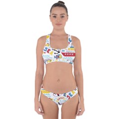 Seamless-pattern-vector-sailing-equipments-cartoon Cross Back Hipster Bikini Set