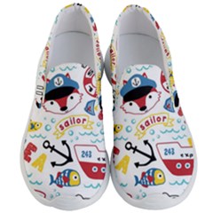 Seamless-pattern-vector-sailing-equipments-cartoon Men s Lightweight Slip Ons by Jancukart