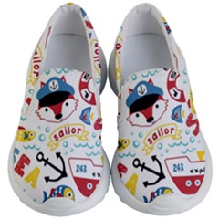 Seamless-pattern-vector-sailing-equipments-cartoon Kids Lightweight Slip Ons by Jancukart