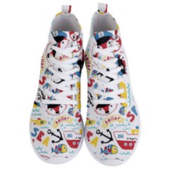 Seamless-pattern-vector-sailing-equipments-cartoon Men s Lightweight High Top Sneakers