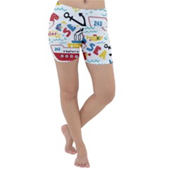 Seamless-pattern-vector-sailing-equipments-cartoon Lightweight Velour Yoga Shorts