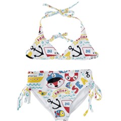 Seamless-pattern-vector-sailing-equipments-cartoon Kids  Classic Bikini Set