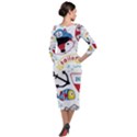 Seamless-pattern-vector-sailing-equipments-cartoon Quarter Sleeve Midi Velour Bodycon Dress View2