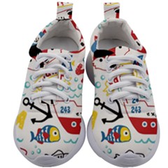 Seamless-pattern-vector-sailing-equipments-cartoon Kids Athletic Shoes