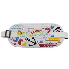 Seamless-pattern-vector-sailing-equipments-cartoon Rounded Waist Pouch