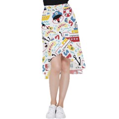 Seamless-pattern-vector-sailing-equipments-cartoon Frill Hi Low Chiffon Skirt by Jancukart