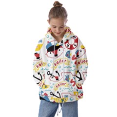 Seamless-pattern-vector-sailing-equipments-cartoon Kids  Oversized Hoodie