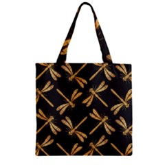 Golden-dragonfly-seamless-pattern-textile-design-wallpaper-wrapping-paper-scrapbooking Zipper Grocery Tote Bag