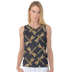 Golden-dragonfly-seamless-pattern-textile-design-wallpaper-wrapping-paper-scrapbooking Women s Basketball Tank Top