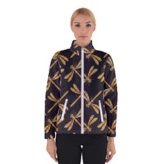 Golden-dragonfly-seamless-pattern-textile-design-wallpaper-wrapping-paper-scrapbooking Women s Bomber Jacket