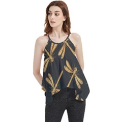 Golden-dragonfly-seamless-pattern-textile-design-wallpaper-wrapping-paper-scrapbooking Flowy Camisole Tank Top