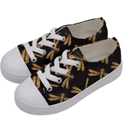 Golden-dragonfly-seamless-pattern-textile-design-wallpaper-wrapping-paper-scrapbooking Kids  Low Top Canvas Sneakers