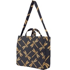 Golden-dragonfly-seamless-pattern-textile-design-wallpaper-wrapping-paper-scrapbooking Square Shoulder Tote Bag