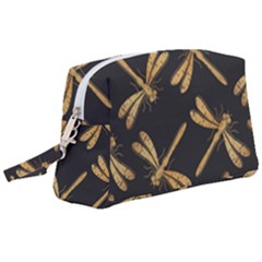 Golden-dragonfly-seamless-pattern-textile-design-wallpaper-wrapping-paper-scrapbooking Wristlet Pouch Bag (large)