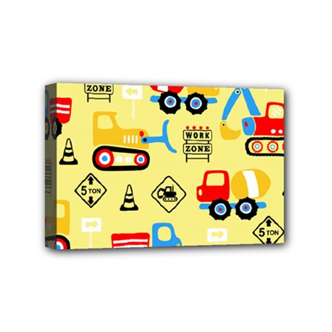 Seamless-pattern-vector-industrial-vehicle-cartoon Mini Canvas 6  X 4  (stretched)