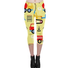 Seamless-pattern-vector-industrial-vehicle-cartoon Capri Leggings 