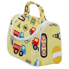 Seamless-pattern-vector-industrial-vehicle-cartoon Satchel Handbag