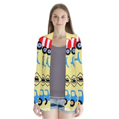 Seamless-pattern-vector-industrial-vehicle-cartoon Drape Collar Cardigan