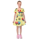 Seamless-pattern-vector-industrial-vehicle-cartoon Kids  Short Sleeve Velvet Dress View1