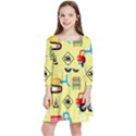 Seamless-pattern-vector-industrial-vehicle-cartoon Kids  Quarter Sleeve Skater Dress View1