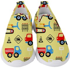 Seamless-pattern-vector-industrial-vehicle-cartoon Kids  Slip On Sneakers