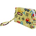 Seamless-pattern-vector-industrial-vehicle-cartoon Wristlet Pouch Bag (Small) View1