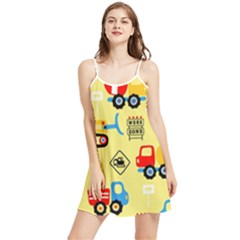 Seamless-pattern-vector-industrial-vehicle-cartoon Summer Frill Dress by Jancukart