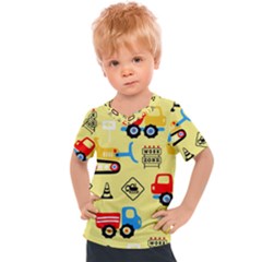 Seamless-pattern-vector-industrial-vehicle-cartoon Kids  Sports Tee