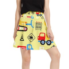 Seamless-pattern-vector-industrial-vehicle-cartoon Waistband Skirt by Jancukart