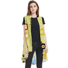 Seamless-pattern-vector-industrial-vehicle-cartoon Sleeveless Chiffon Waistcoat Shirt